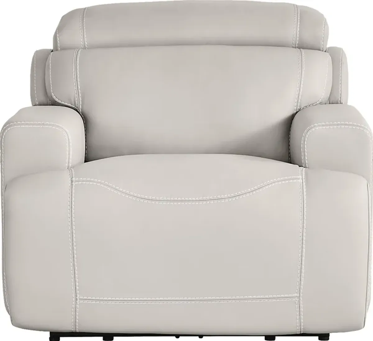 Alessio Light Gray Leather Dual Power Recliner