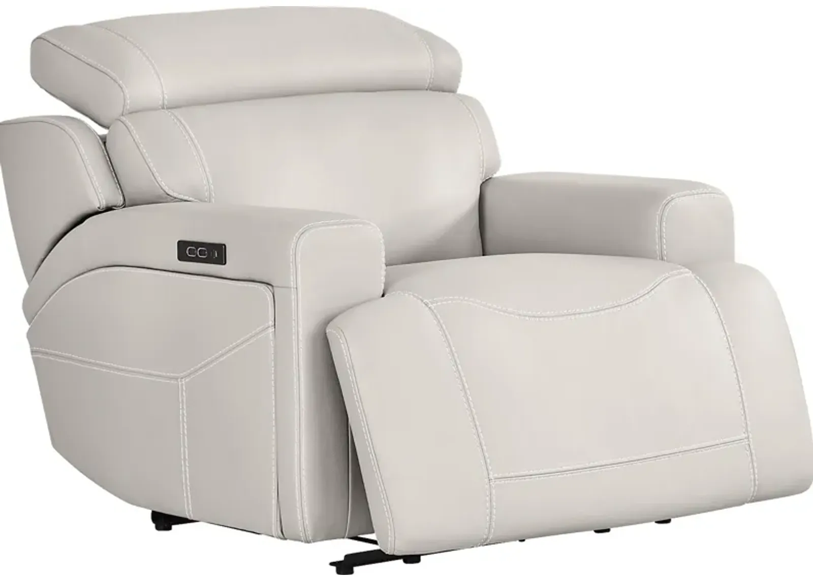 Alessio Light Gray Leather Dual Power Recliner