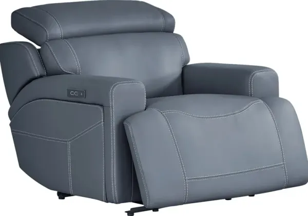 Alessio Navy Leather Dual Power Recliner