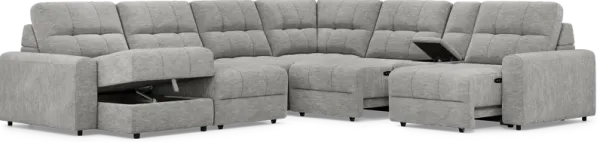 Meriwether Gray 7 Pc Power Slider Sectional