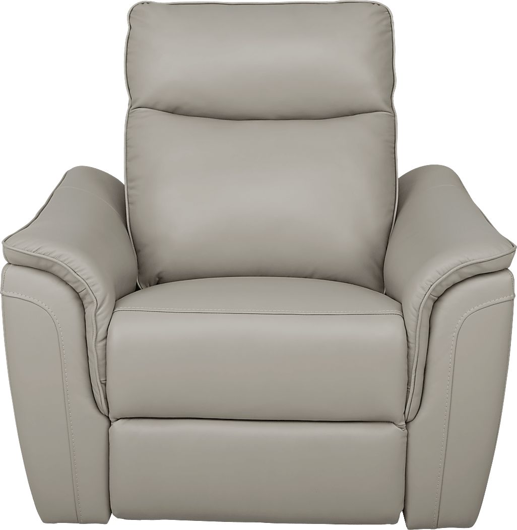 Naples Light Gray Leather Recliner
