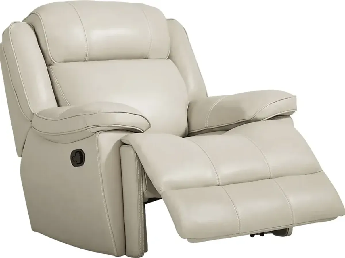 West Valley Beige Leather Glider Recliner