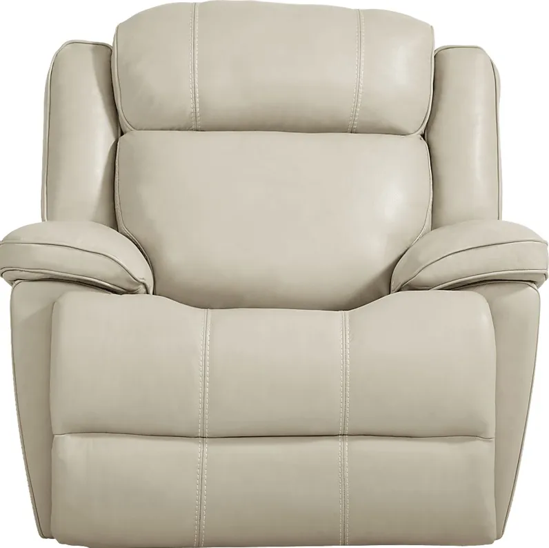 West Valley Beige Leather Glider Recliner