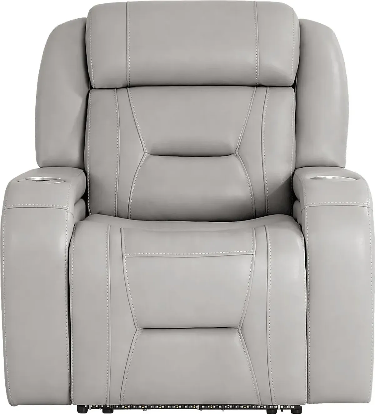 Brunswick Light Gray Leather Dual Power Recliner