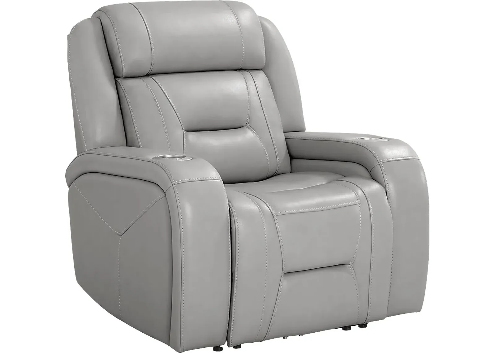 Brunswick Light Gray Leather Dual Power Recliner