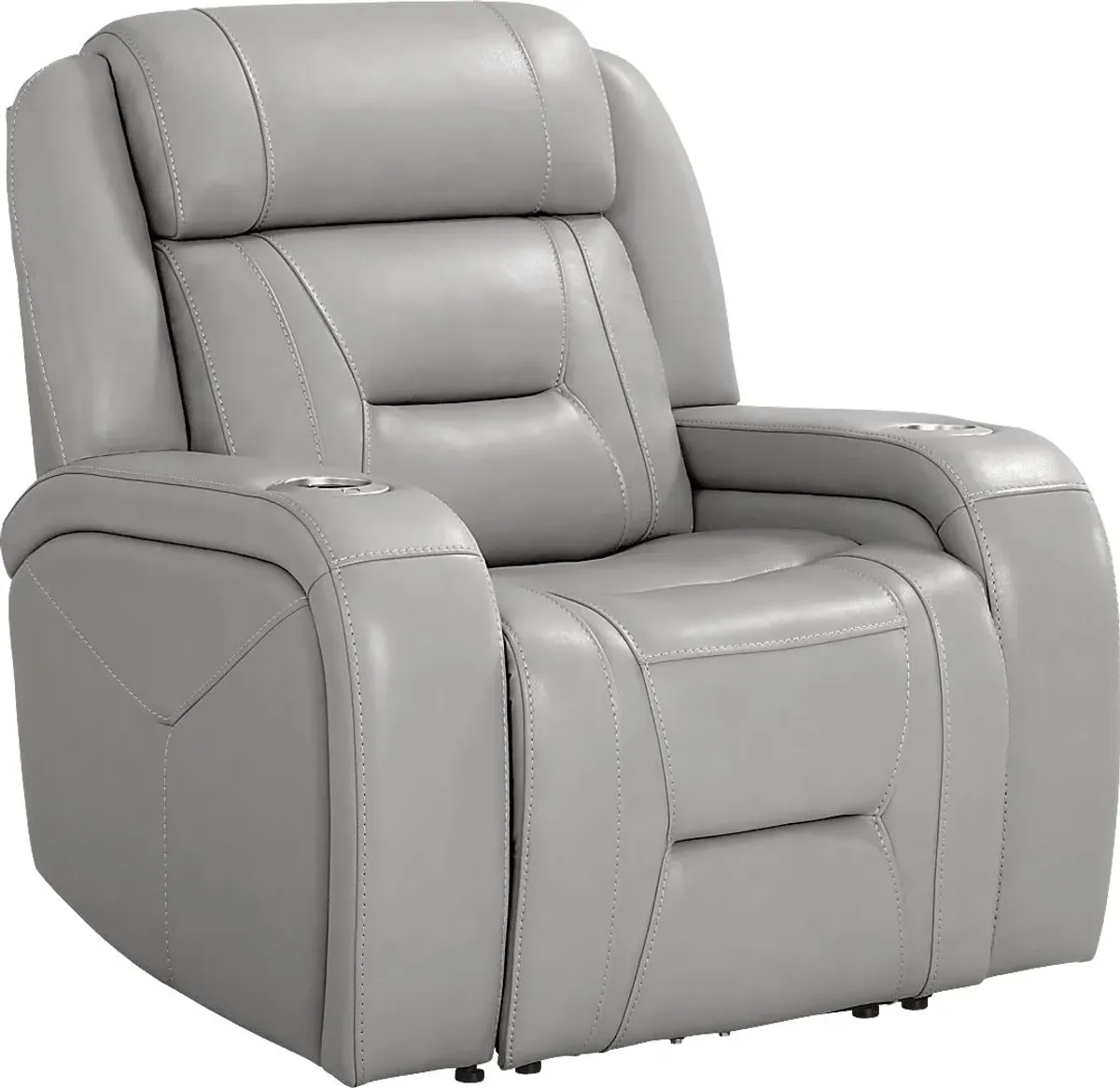 Brunswick Light Gray Leather Dual Power Recliner