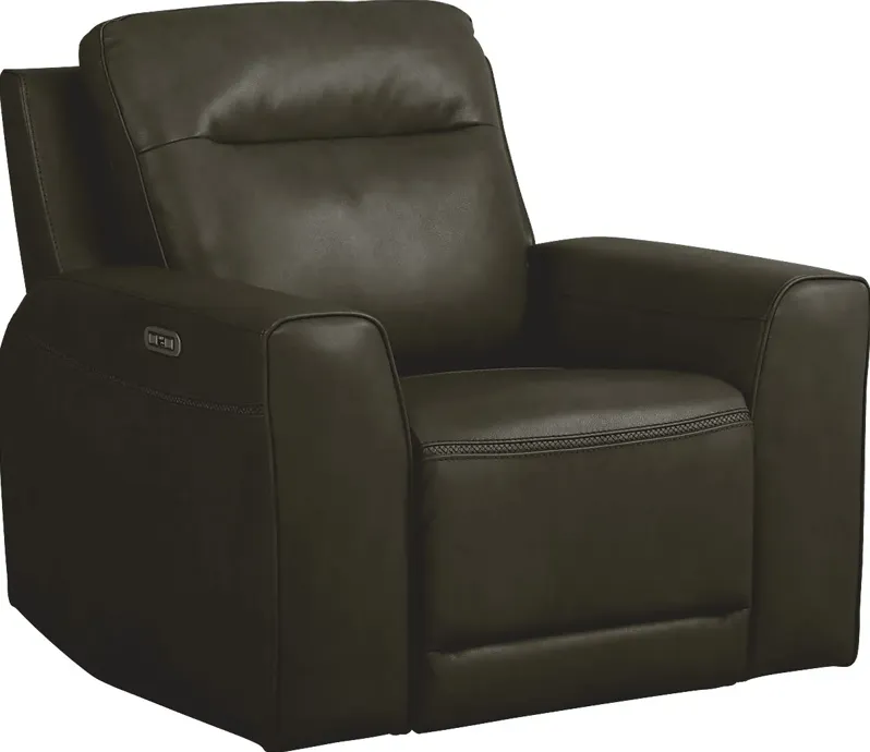 Bargotti Charcoal Leather Dual Power Recliner