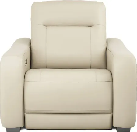 Newport Almond Leather Dual Power Recliner
