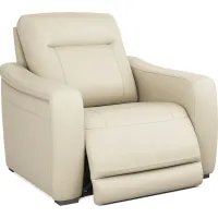 Newport Almond Leather Dual Power Recliner