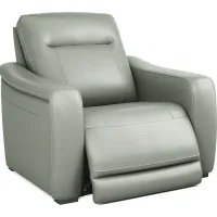 Newport Mint Leather Dual Power Recliner