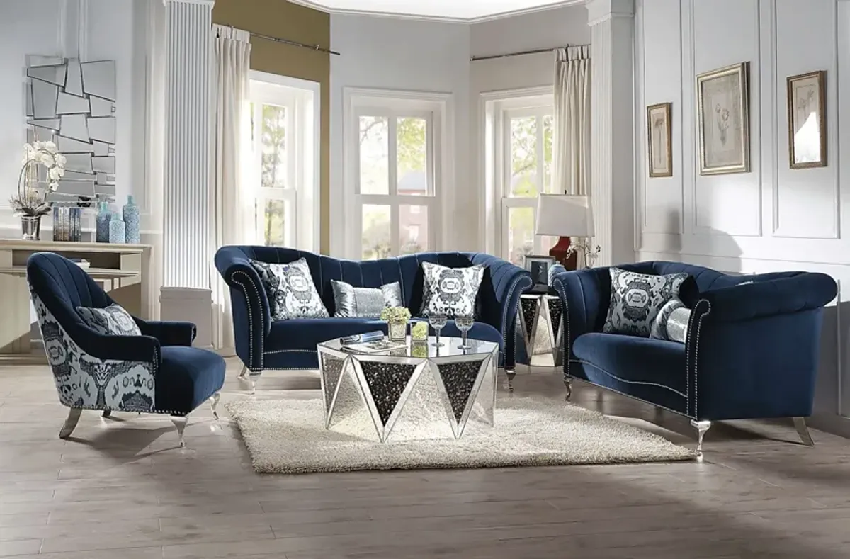 Berean Blue Loveseat with Two Pillows