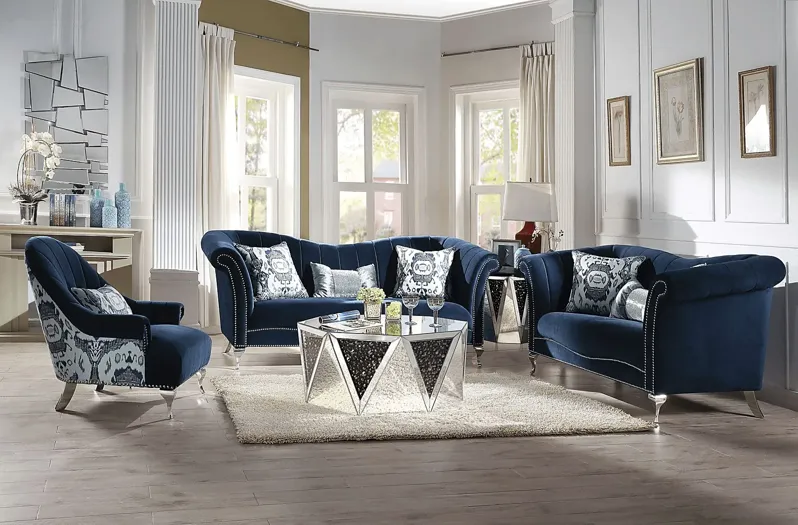 Berean Blue Loveseat with Two Pillows