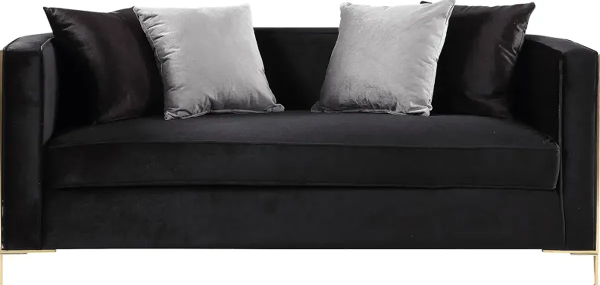 Buellton Black Loveseat with Four Pillows