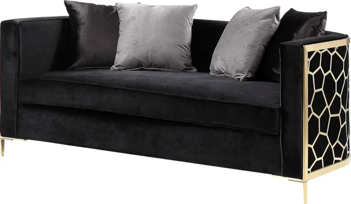 Buellton Black Loveseat with Four Pillows