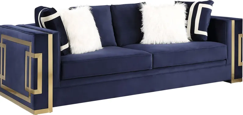 Catowba Blue Sofa with Six Pillows