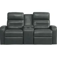 Sierra Madre Gray Leather Dual Power Reclining Console Loveseat