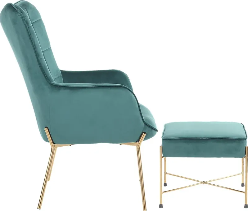 Desmare Green Accent Chair and Ottoman