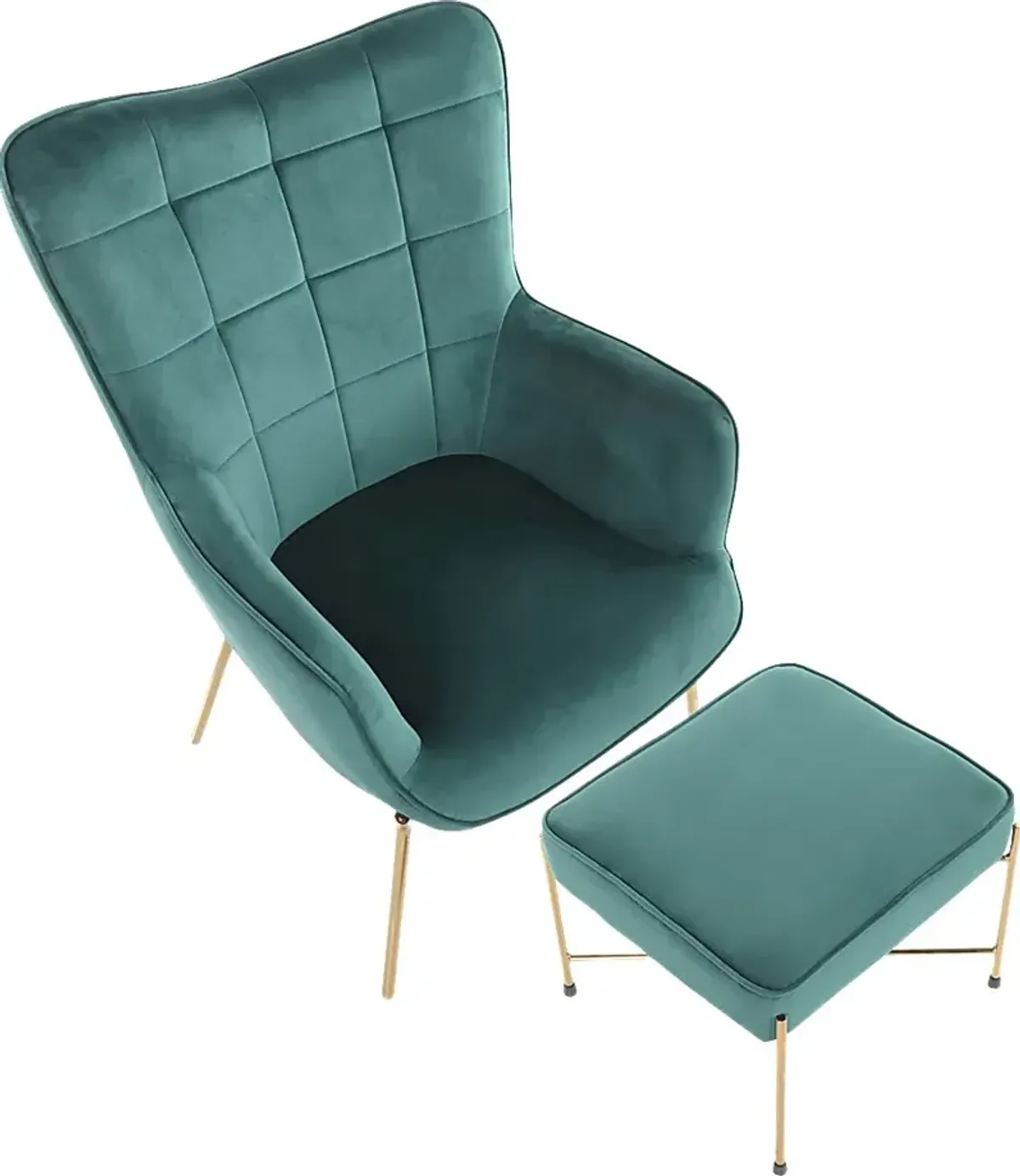 Desmare Green Accent Chair and Ottoman