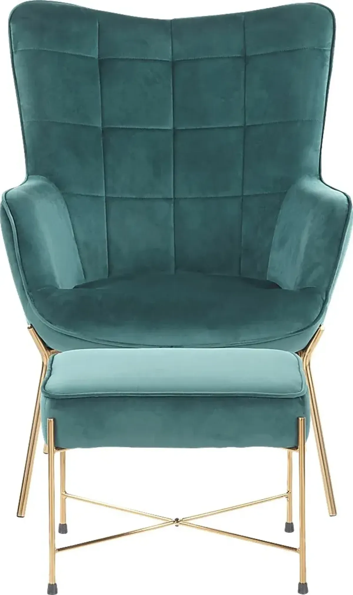 Desmare Green Accent Chair and Ottoman