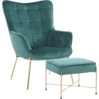 Desmare Green Accent Chair and Ottoman