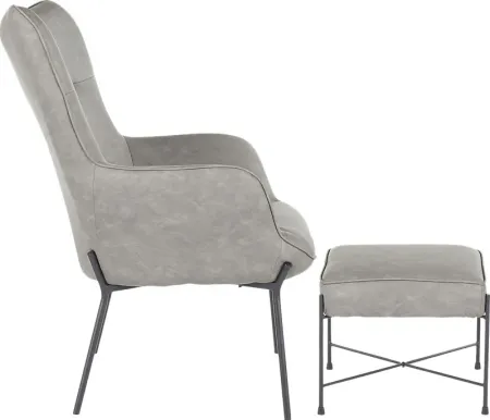 Amacker Gray Accent Chair and Ottoman