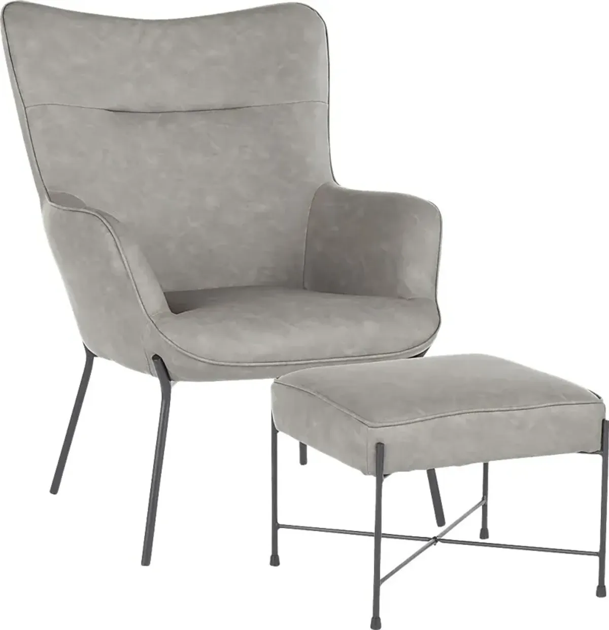 Amacker Gray Accent Chair and Ottoman