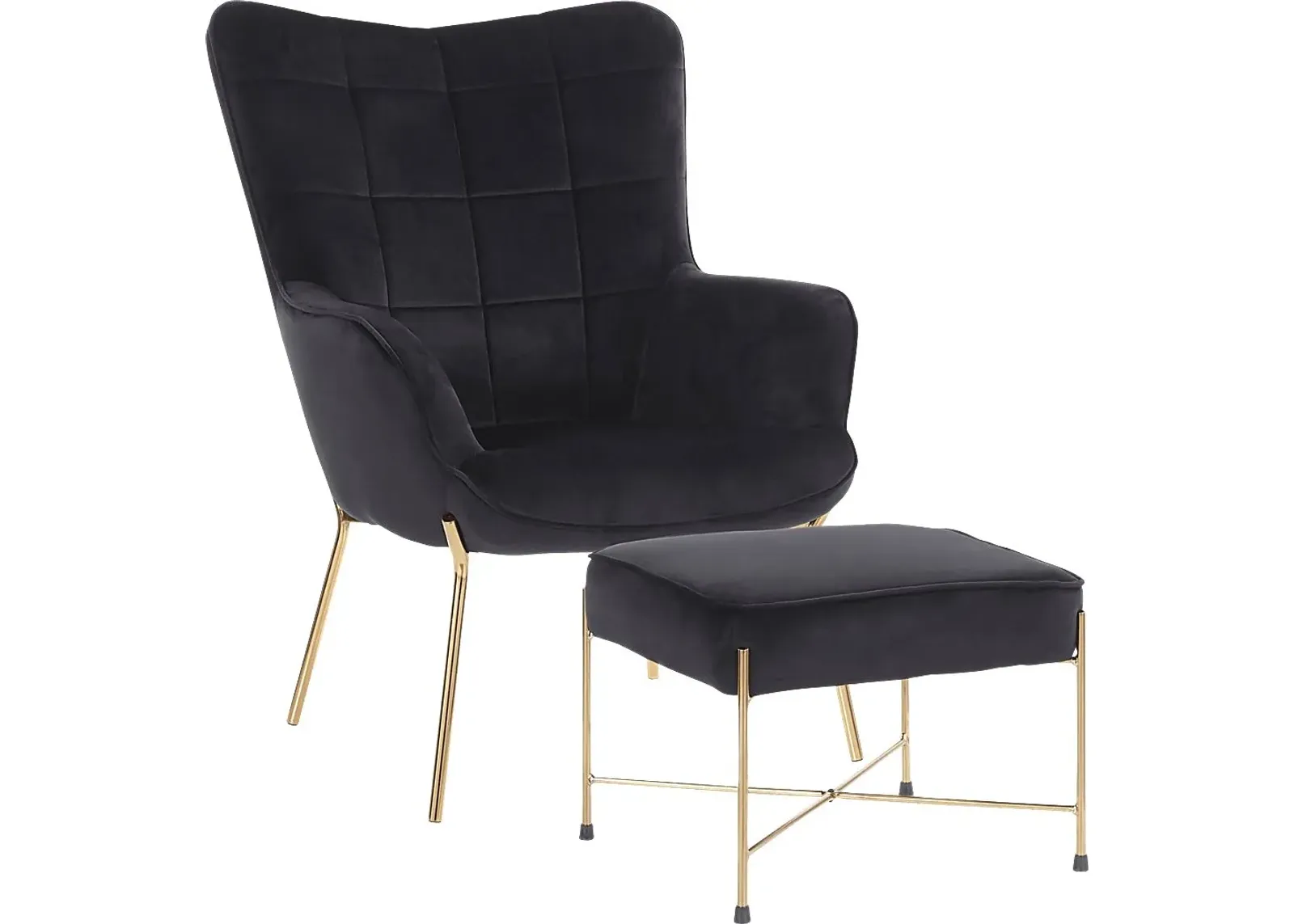 Desmare Black Accent Chair and Ottoman