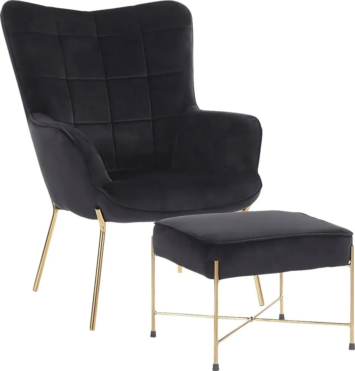 Desmare Black Accent Chair and Ottoman