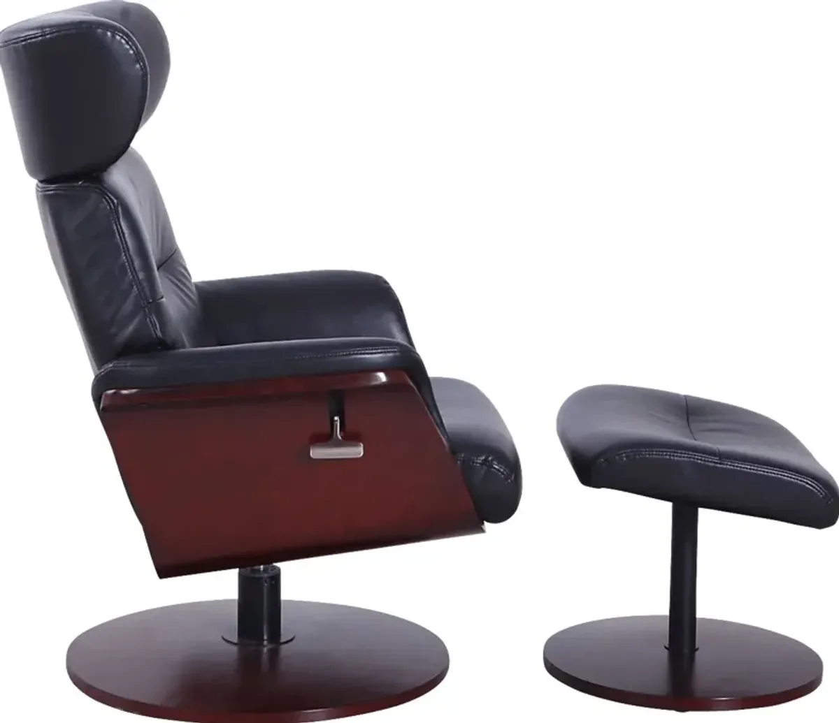 Shubrick Black Recliner and Ottoman