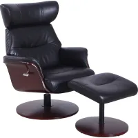Shubrick Black Recliner and Ottoman