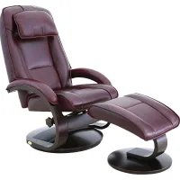 Oslo Collection Bergen Burgundy Recliner and Ottoman