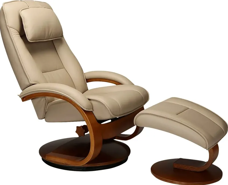 Oslo Collection Bergen Tan Recliner and Ottoman