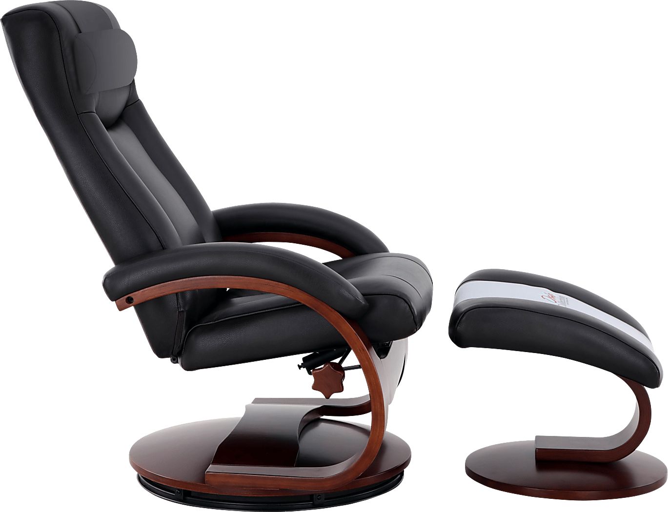 Oslo Collection Hamar Black Leather Recliner & Ottoman