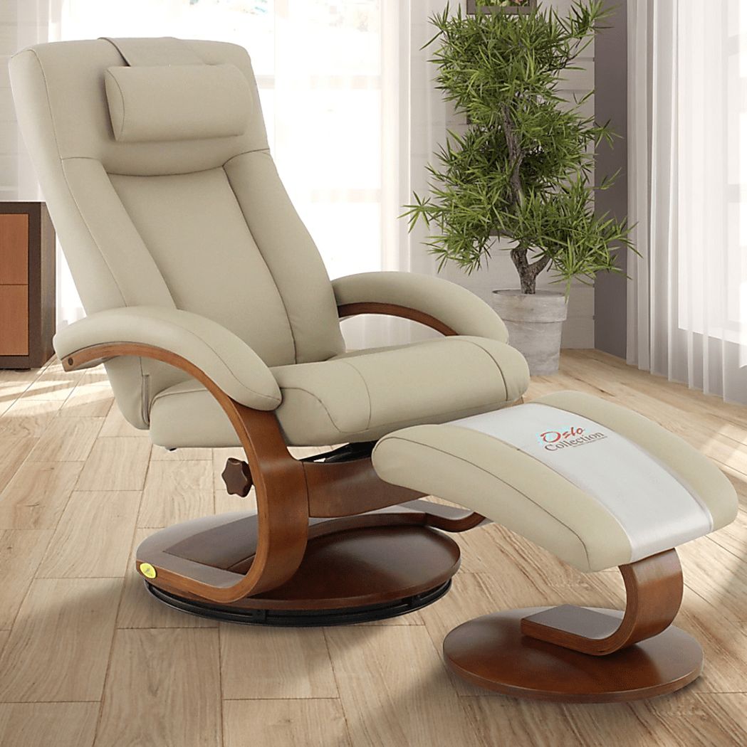 Oslo Collection Hamar Tan Leather Recliner & Ottoman