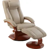 Oslo Collection Hamar Tan Leather Recliner & Ottoman