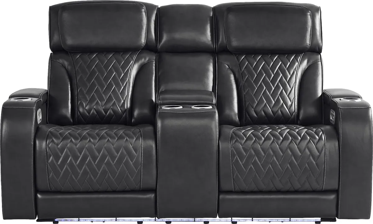 Port Royal Midnight Leather 2 Pc Triple Power Reclining Living Room