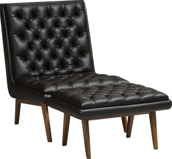 Minneha Black Accent Chair and Ottoman