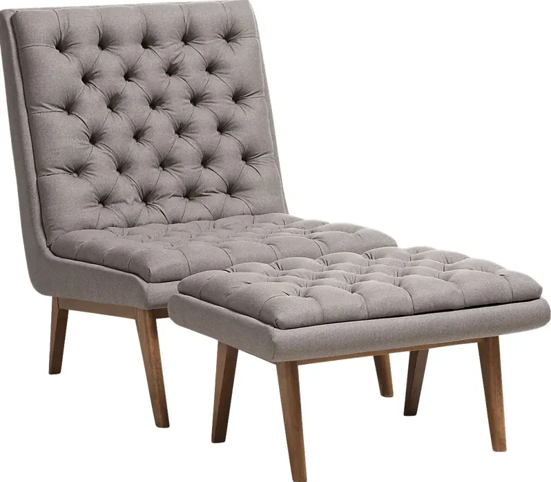 Minneha Gray Accent Chair and Ottoman