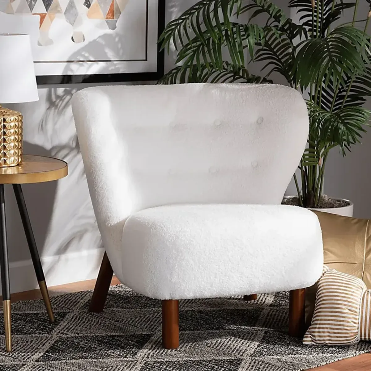 Aylera White Accent Chair