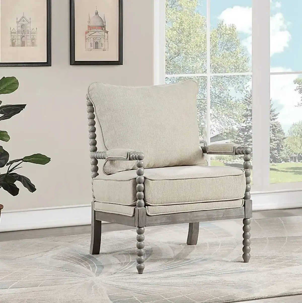 Avinelle Beige Accent Chair