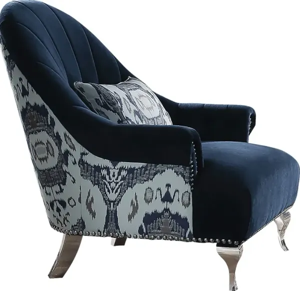Berean Blue Accent Chair with Pillow