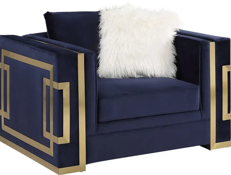 Catowba Blue Accent Chair with Two Pillows