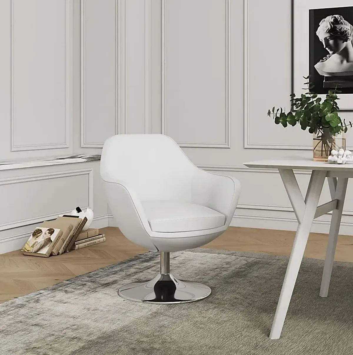 Rantoul White Accent Chair