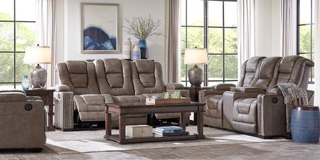 Chief Taupe 7 Pc Dual Power Reclining Living Room