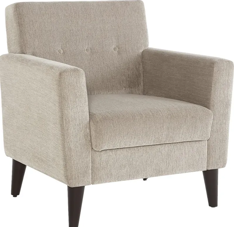 Zouave Beige Accent Chair and Ottoman