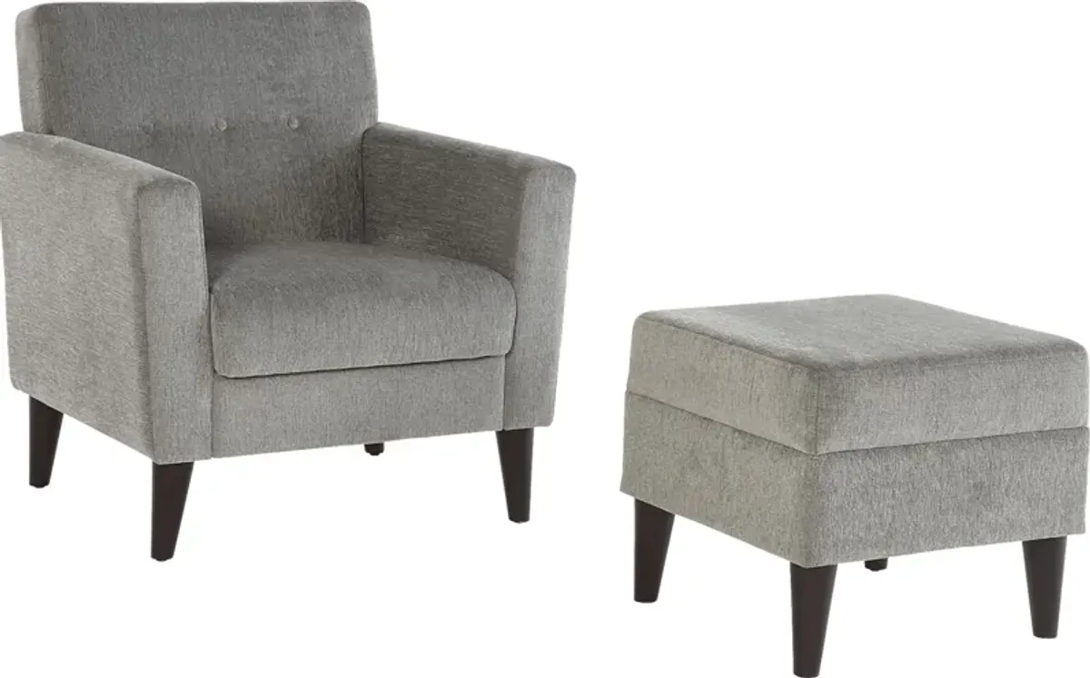 Zouave Gray Accent Chair and Ottoman