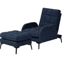 Burroaks Navy Accent Chair and Ottoman