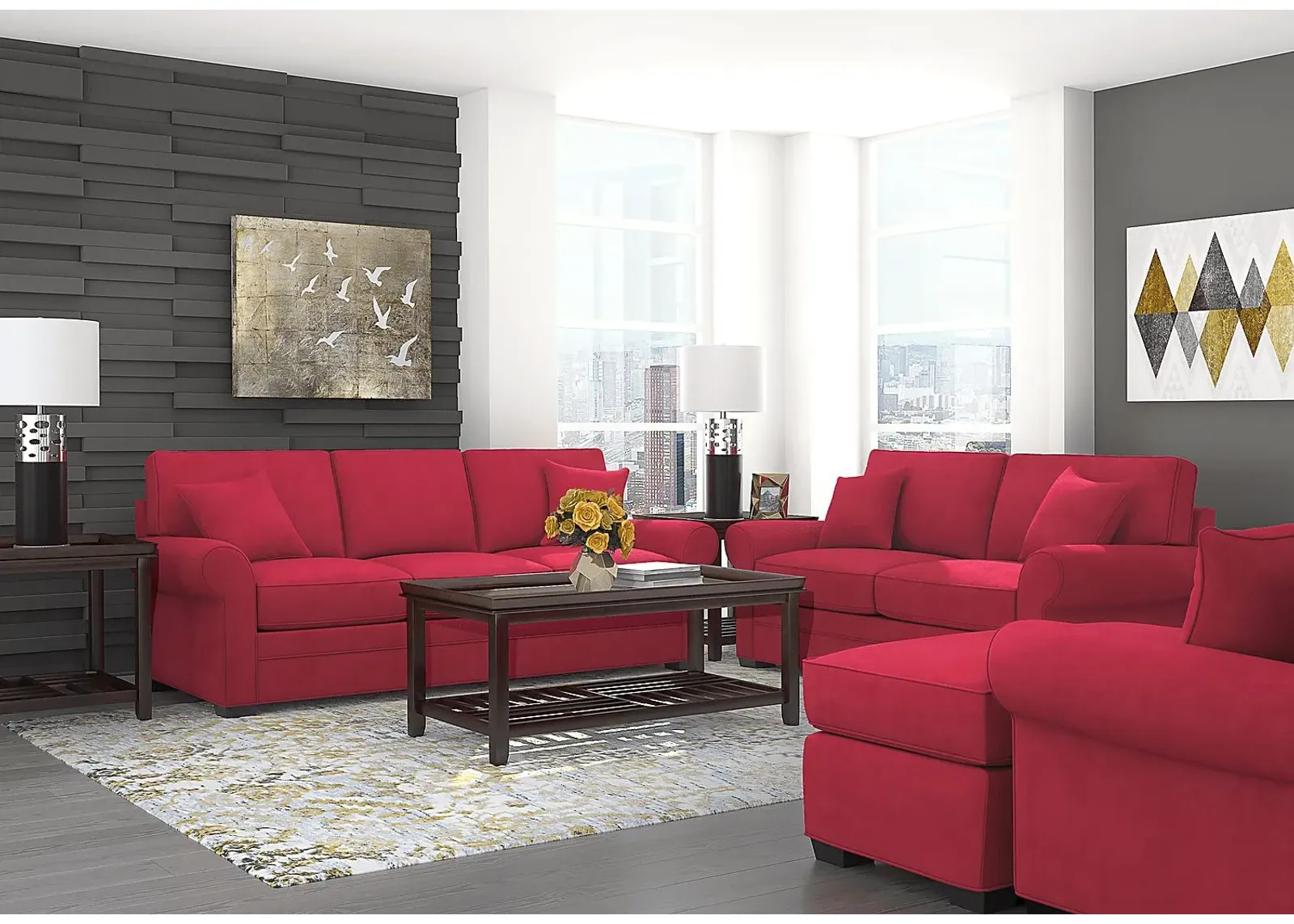 Bellingham Cardinal Microfiber 7 Pc Living Room with Sleeper Sofa