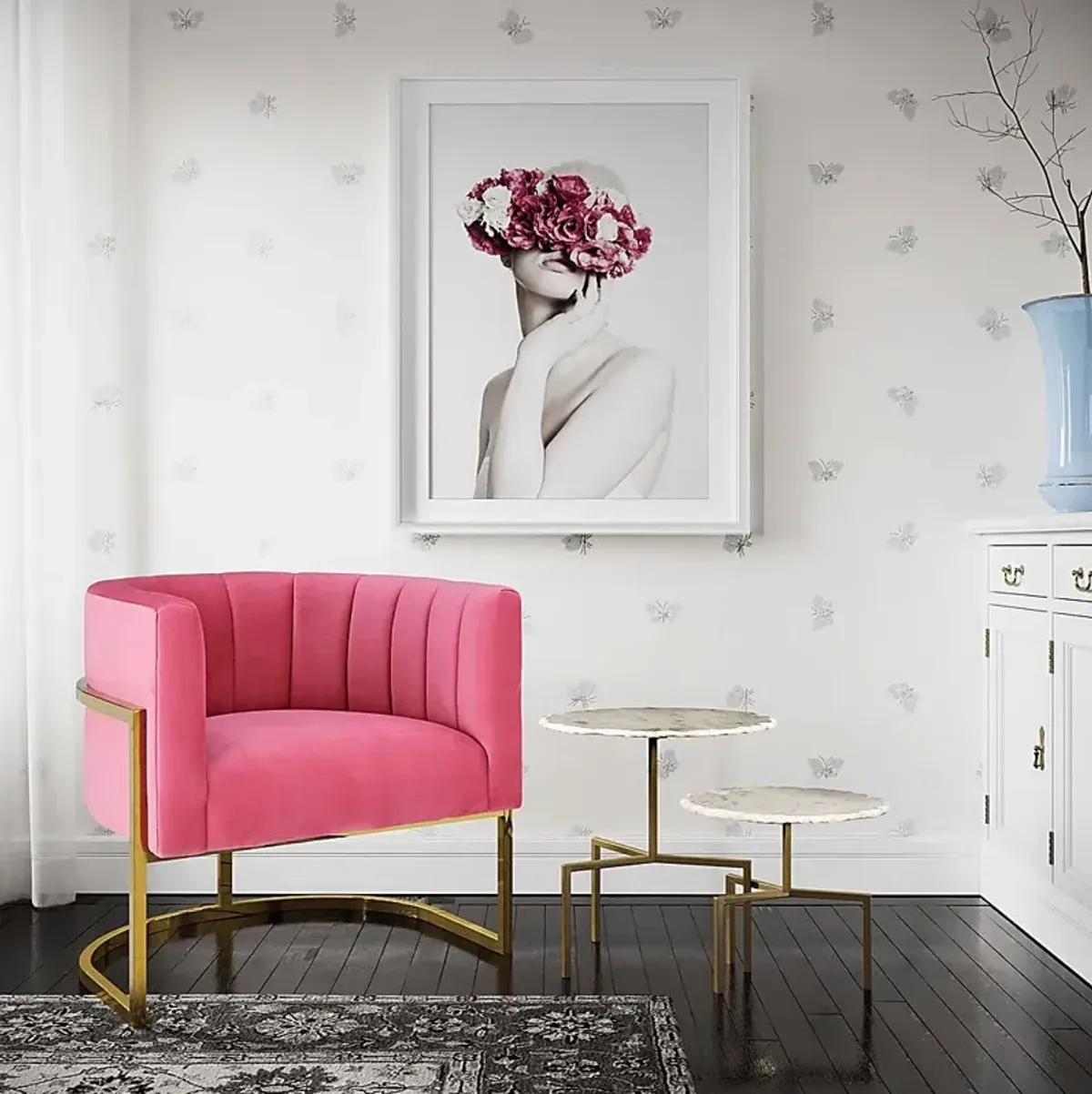 Maggie Lane I Pink Rose Accent Chair