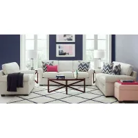 Bellingham Off-White Textured 7 Pc Living Room with Sleeper Sofa
